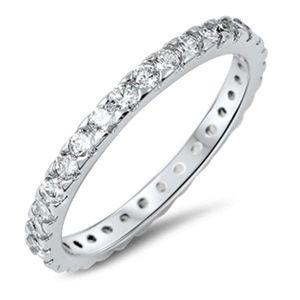 Sterling Silver 925 Eternity Band Ring with CZ